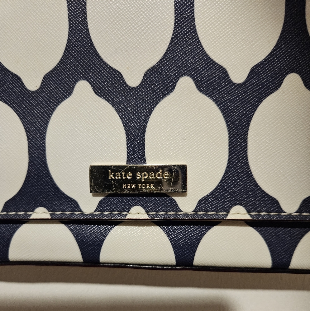 Kate Spade NY Vintage GRANT STREET CROSSBODY Navy & White French Lemon EUC - Picture 13 of 14